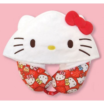 Sanrio HELLO KITTY 旅遊頸枕+頭套 (Size: H28×W34×D10cm / 重約320g〜) 日本限定 | 日本直送